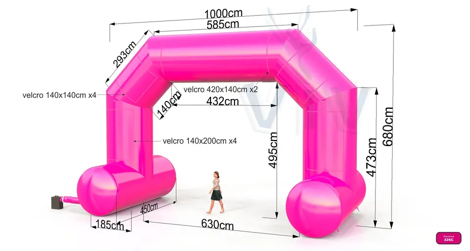 Diagonal self - standing gate 10 m commercial promotional inflatable gate